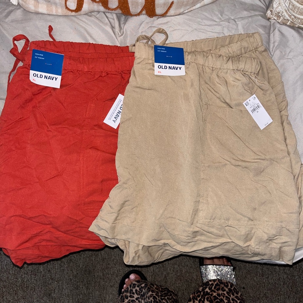 Old Navy Vibrant Red and Classic Tan Shorts